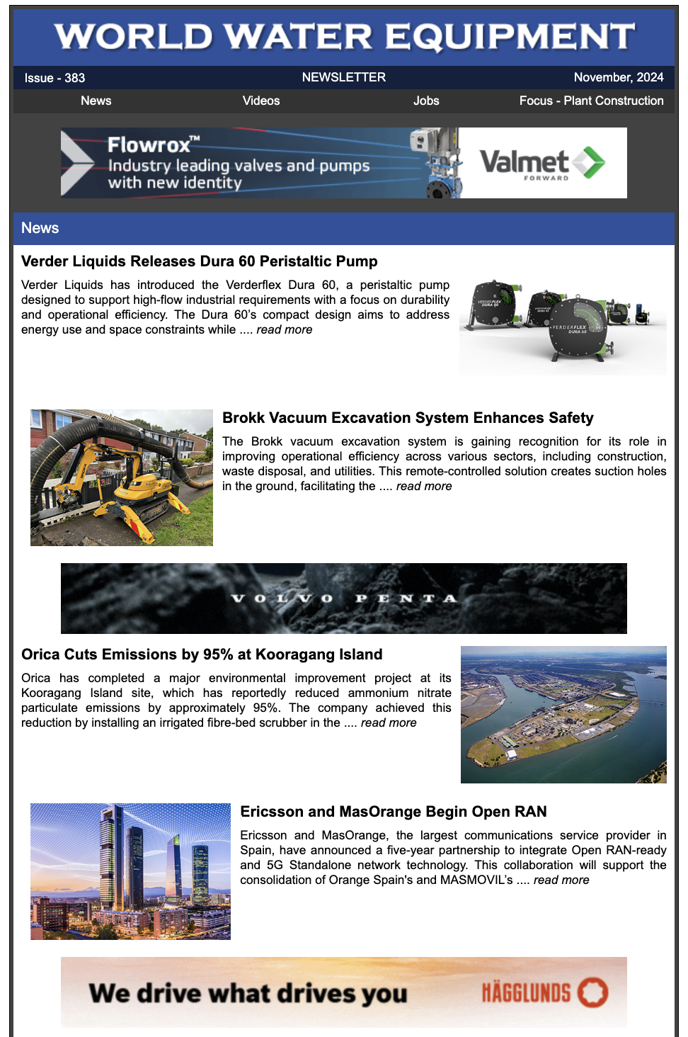 Newsletter Cover - Current World Water Equipment Edition