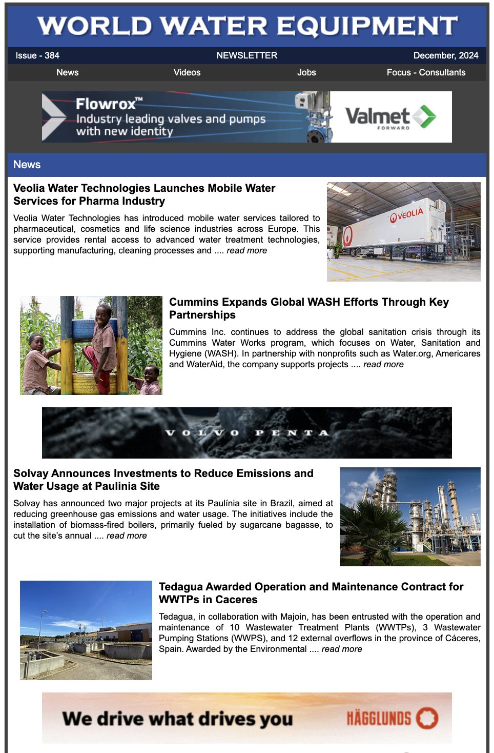 Newsletter Cover - Current World Water Equipment Edition