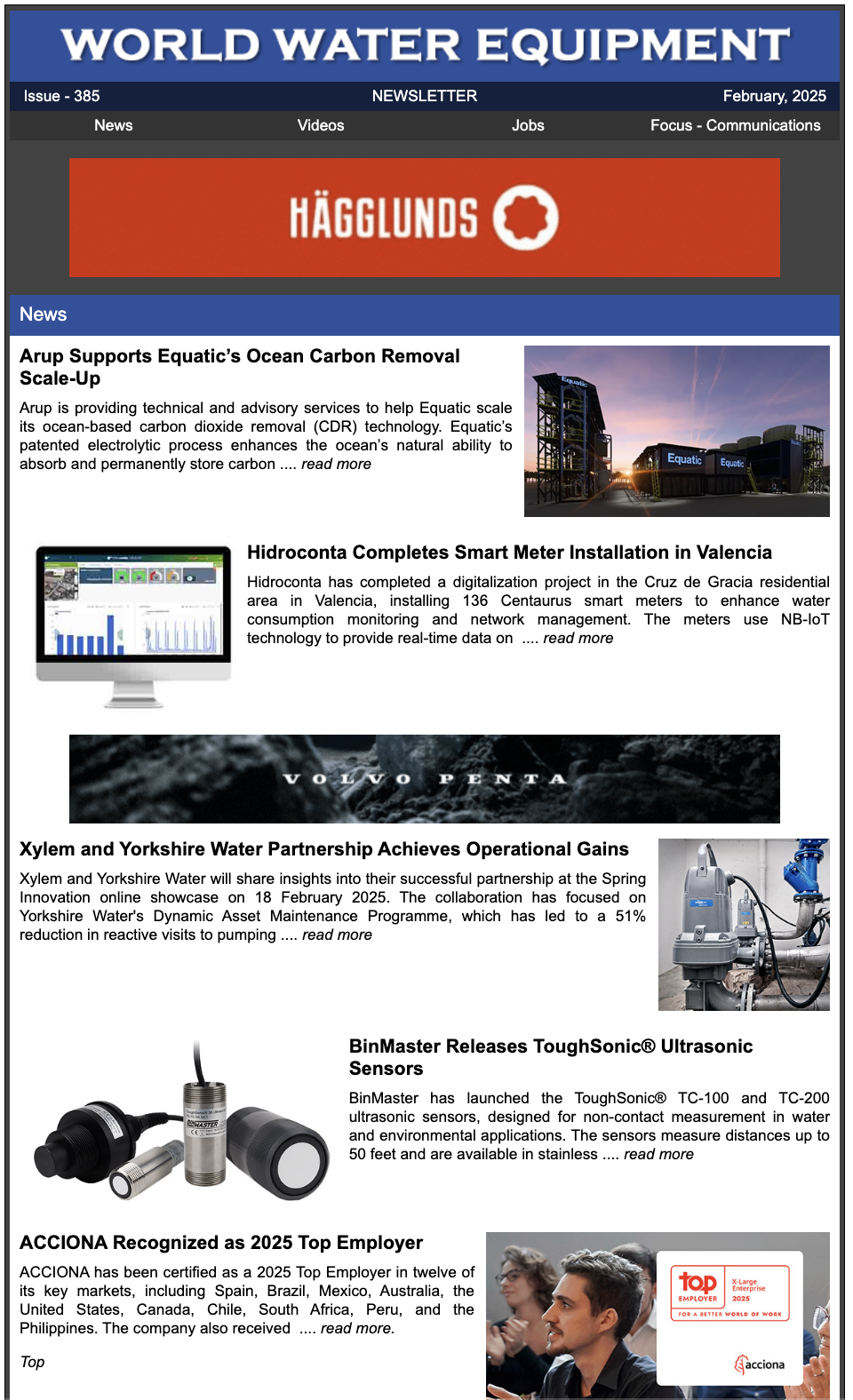 Newsletter Cover - Current World Water Equipment Edition