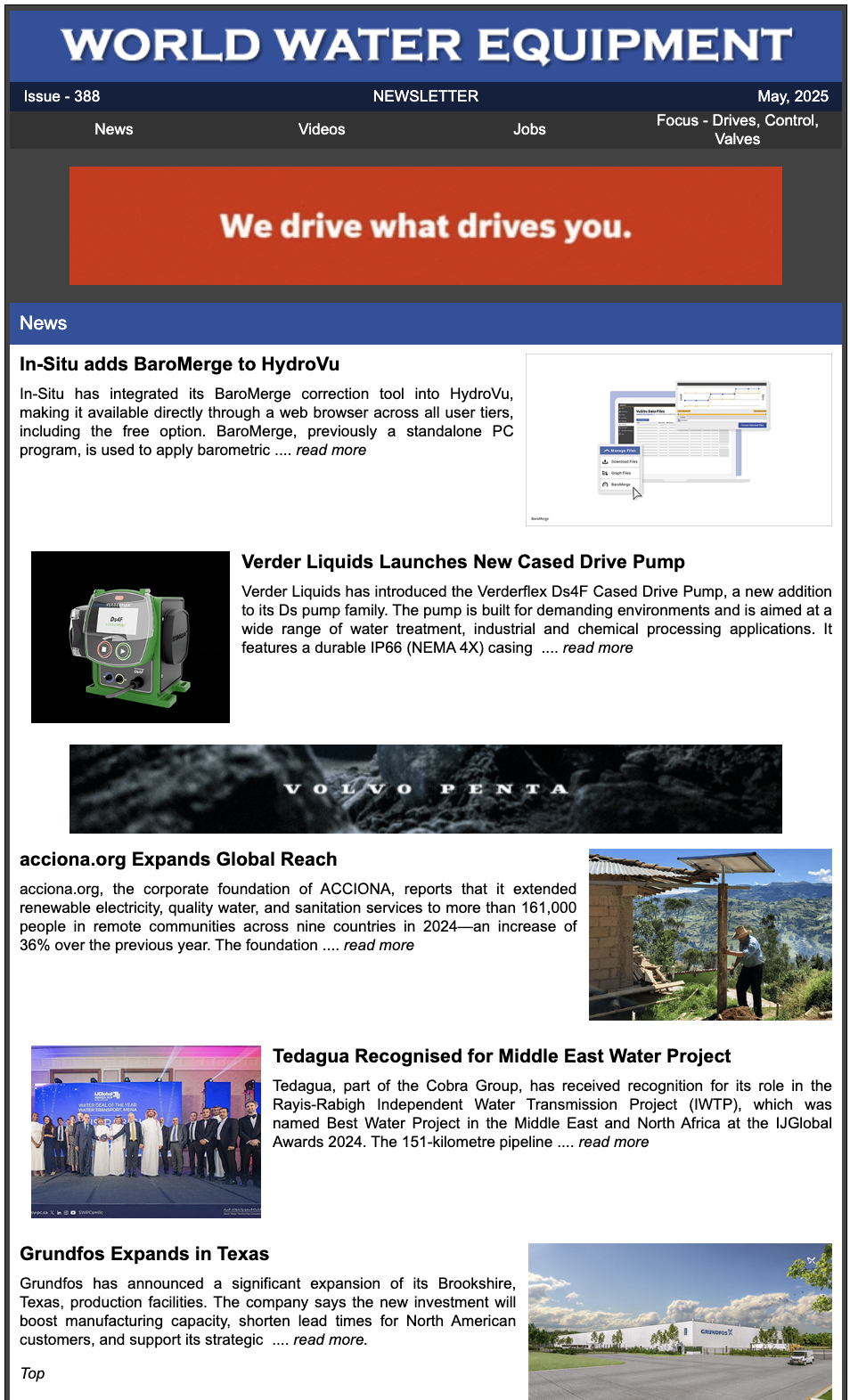 Newsletter Cover - Current World Water Equipment Edition