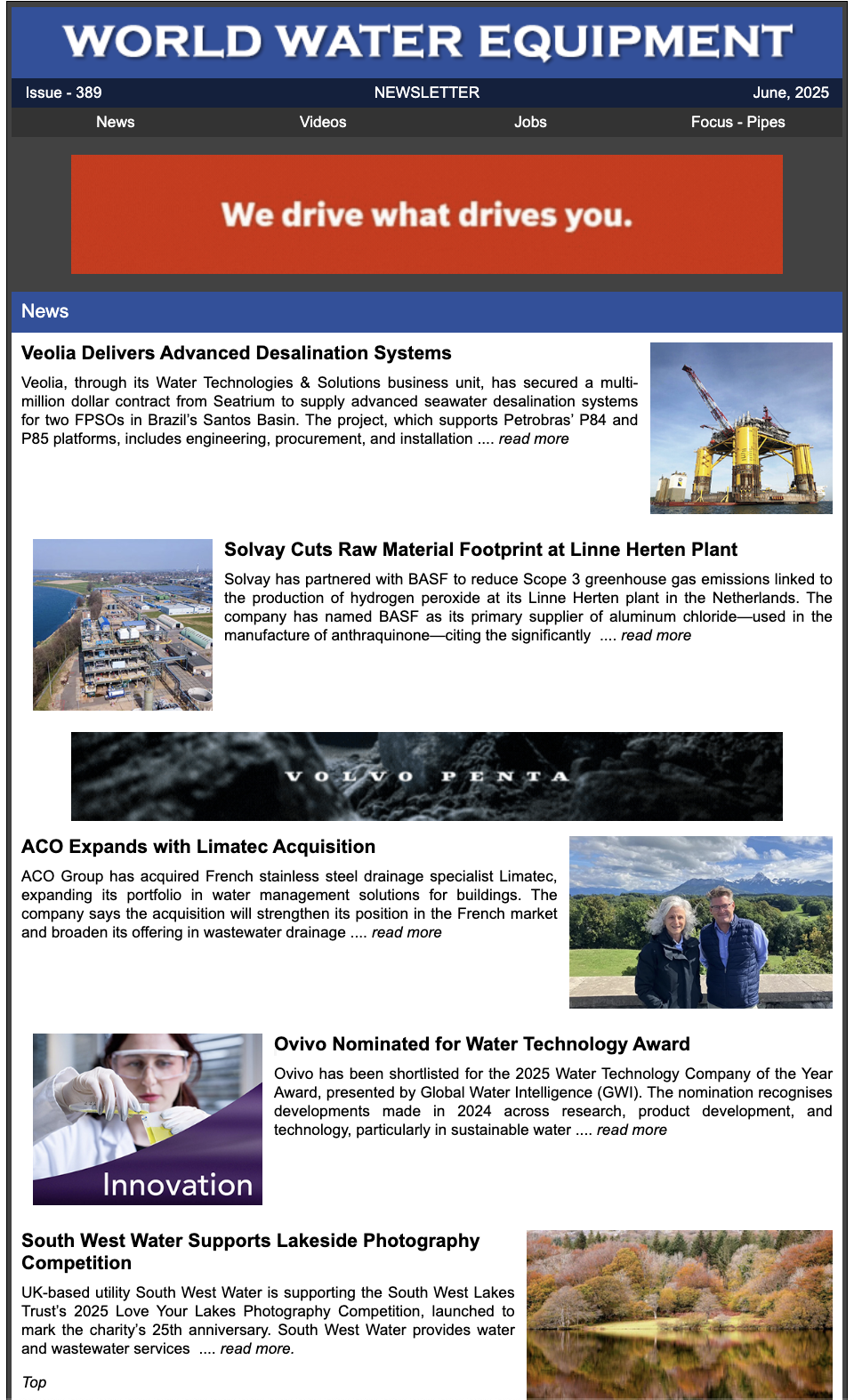 Newsletter Cover - Current World Water Equipment Edition