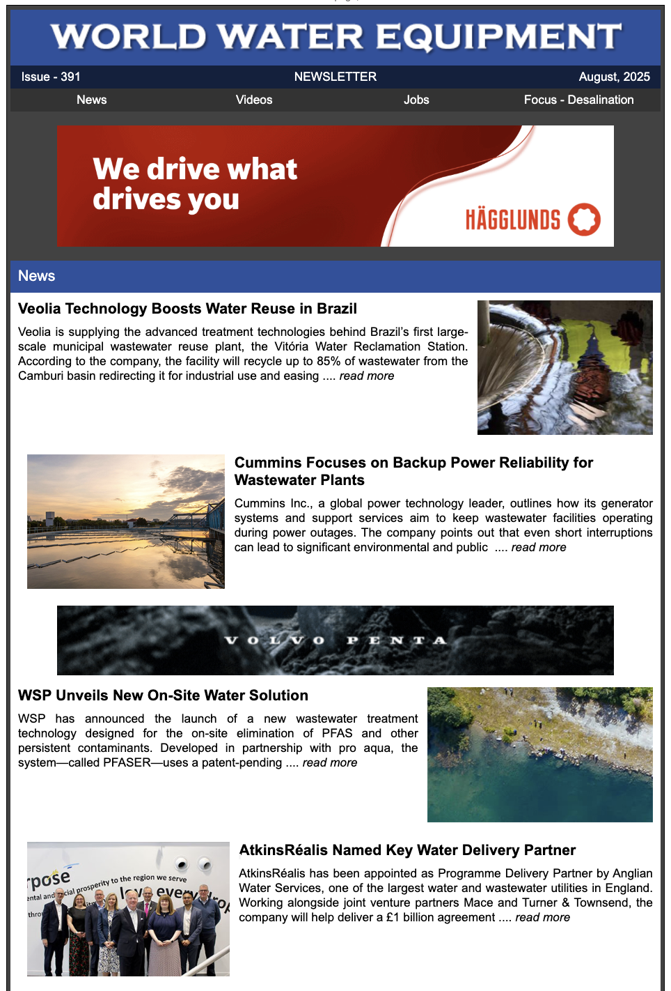 Newsletter Cover - Current World Water Equipment Edition