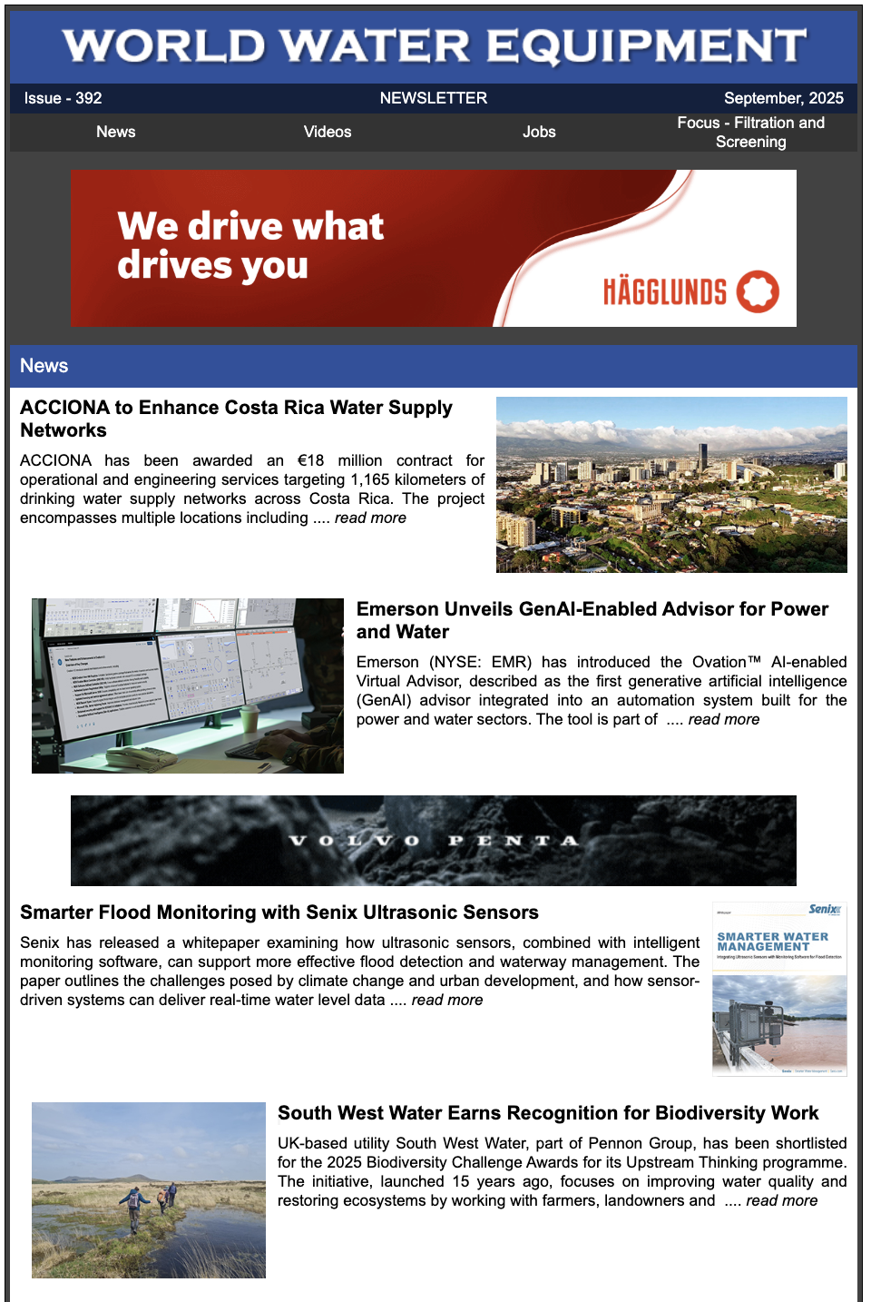 Newsletter Cover - Current World Water Equipment Edition