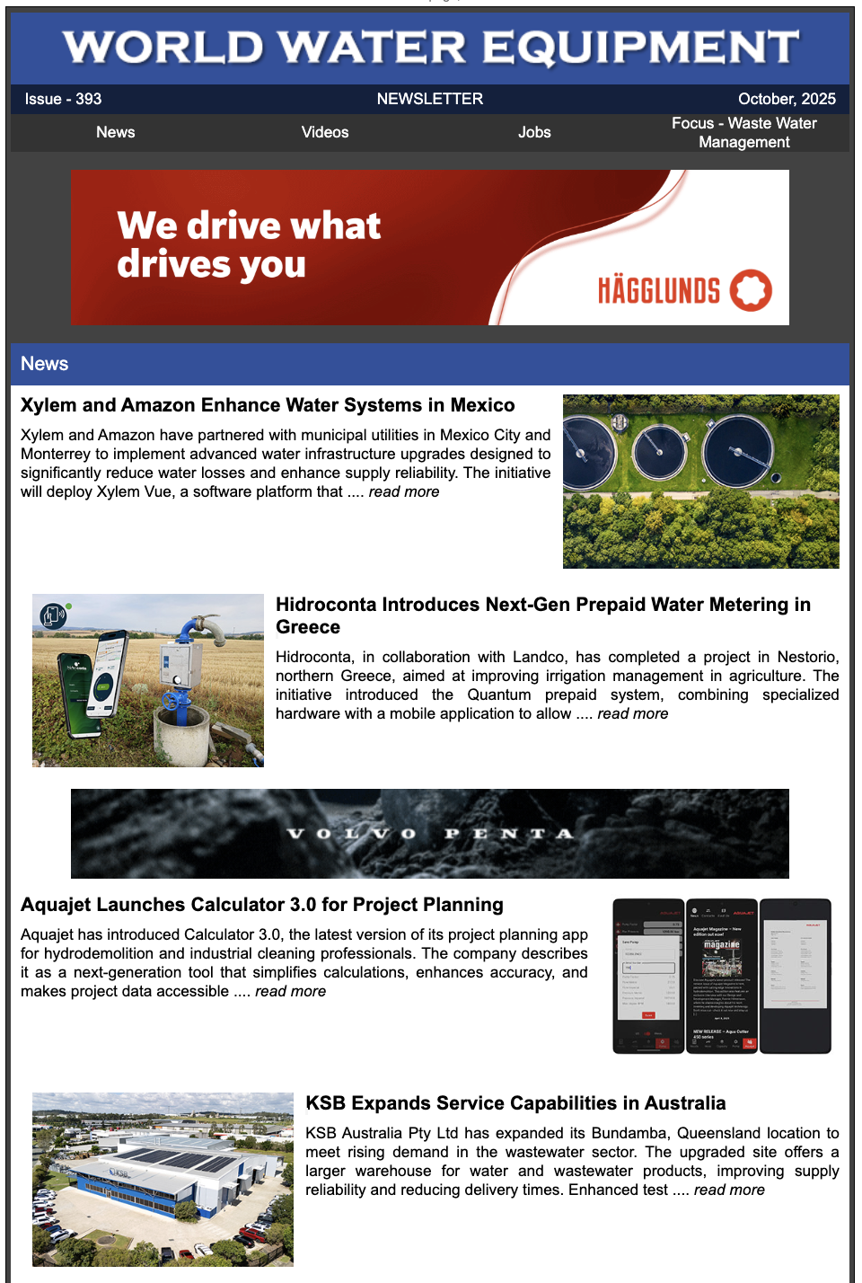Newsletter Cover - Current World Water Equipment Edition