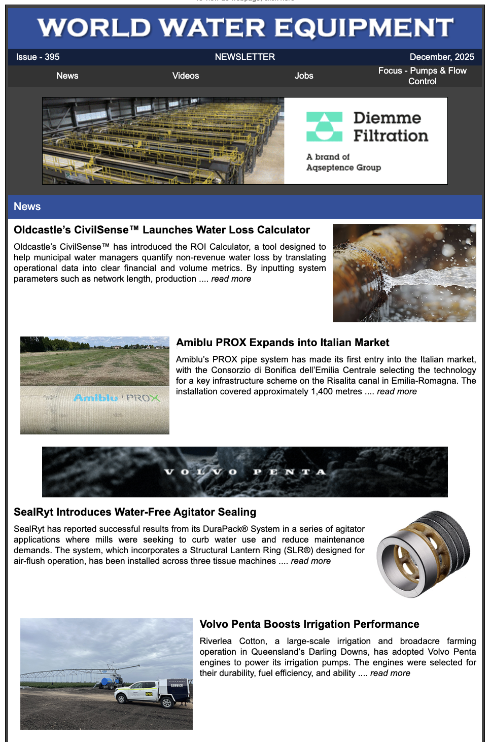 Newsletter Cover - Current World Water Equipment Edition